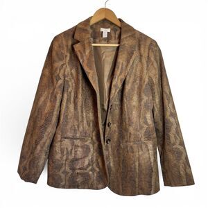 Chico's Python Snakeskin Print Blazer Y2K Cool Girl Aesthetic Womens Large